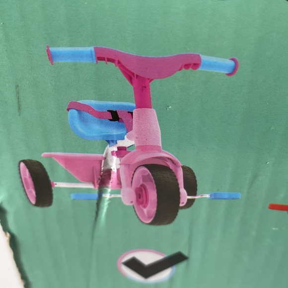 Kriddo 2 in 1 Kids Tricycle with Parent Push Handle Pink Aqua Toddler Bike - Picture 6 of 15